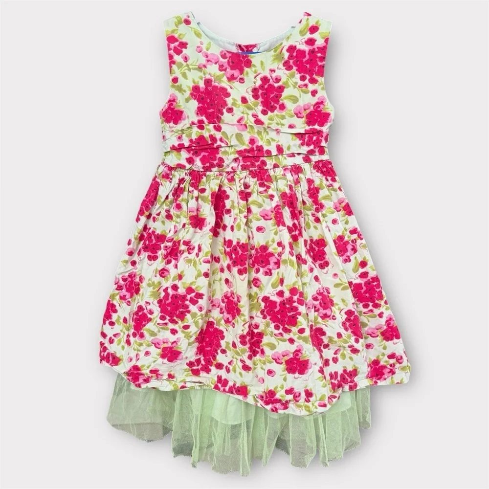 Youngland Girls 4T Pink Floral Tulle Party Dress Special Occasion Easter Spring